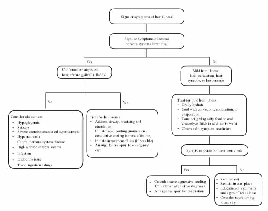 Figure 1. Heat illness treatment algorithm.