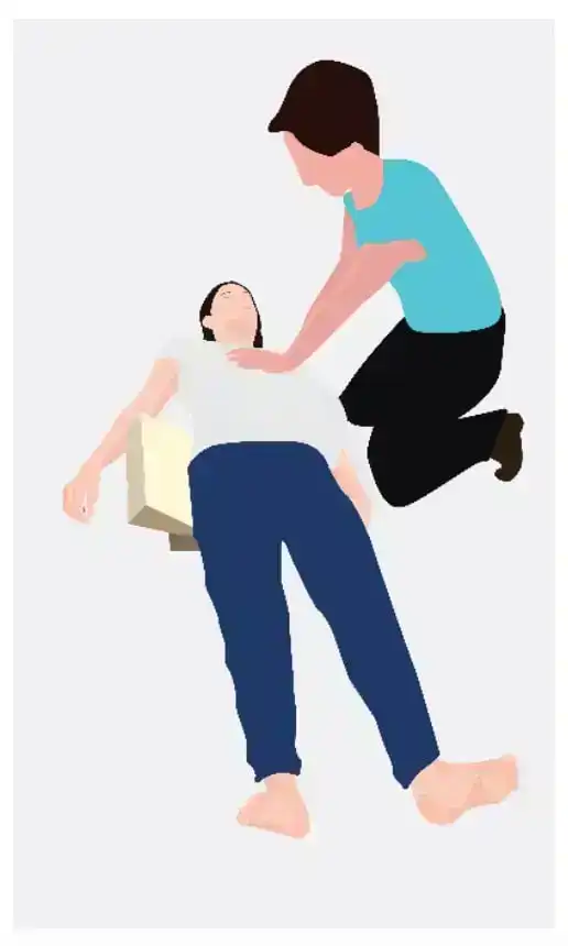 Figure 4: Padding the noticeably pregnant woman for CPR compressions