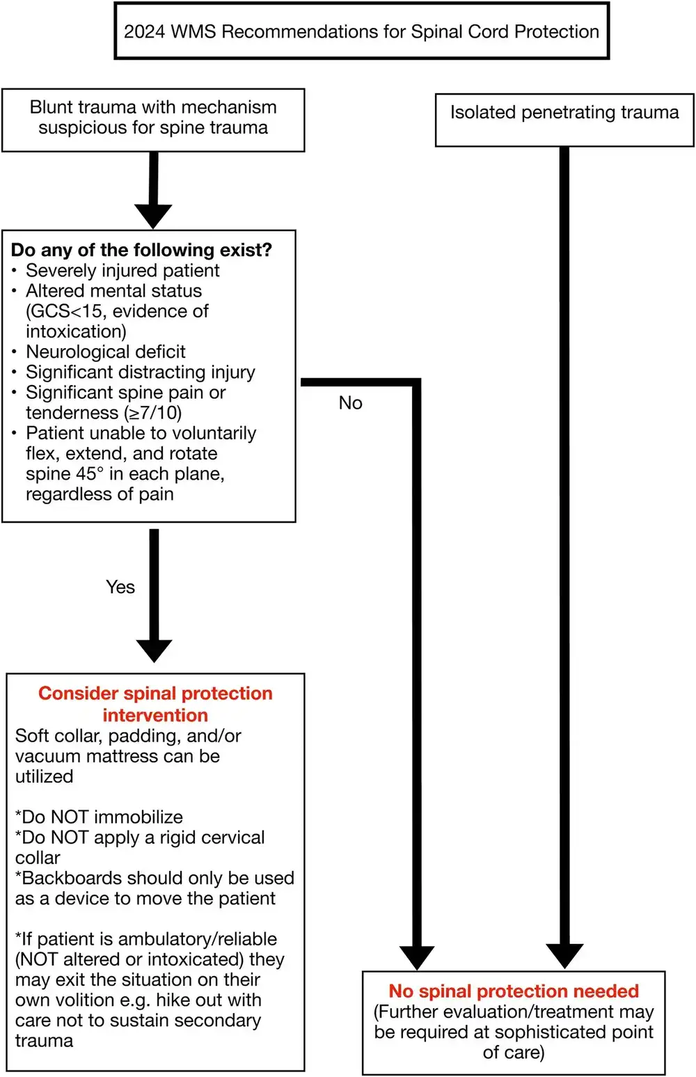 Figure 3. 2024 WMS algorithm for spinal cord protection.